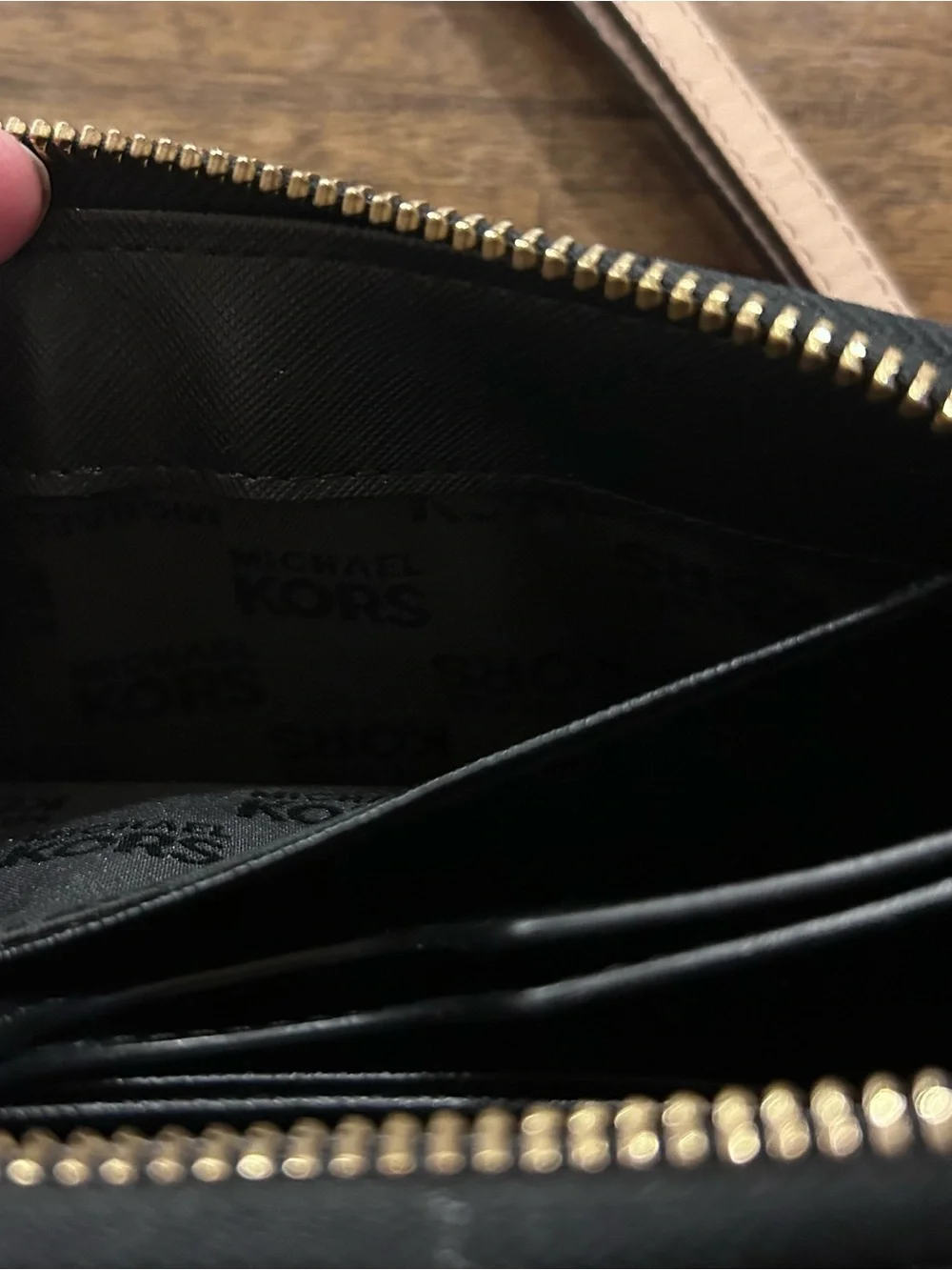 Michael Kors Black Patent Leather Logo Signature Wallet